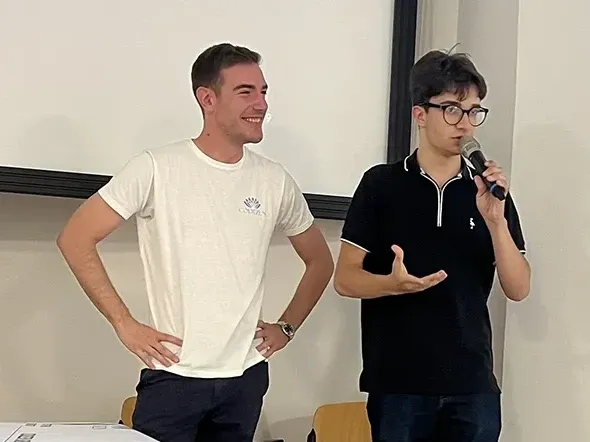 Christian Vari with Federico Roia, winner of Premio Codezen 2026, at the award ceremony